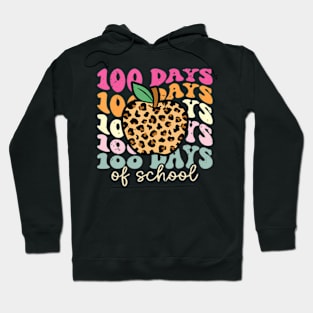 Retro 100 Days of School Leopard Teacher 100th Day of School Hoodie